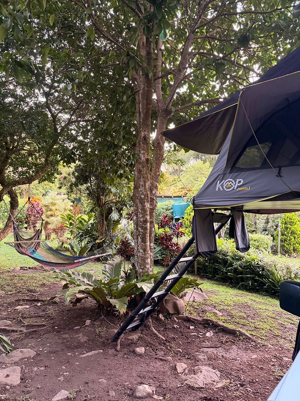 Camping Turín: hamaca y niebla